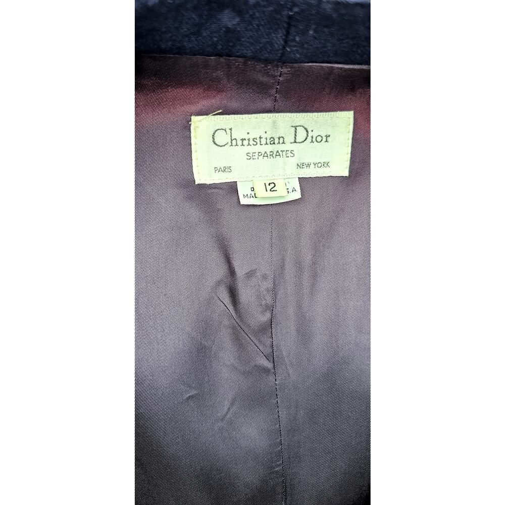Christian Dior womens navy blue blazer size 12 purple lining - Picture 3 of 10